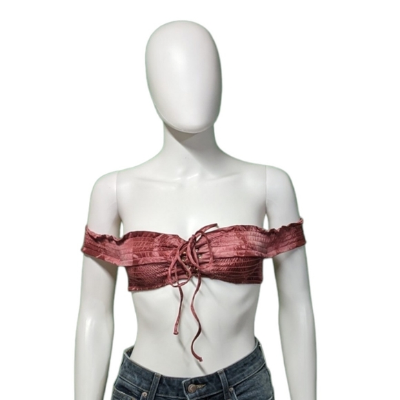 Blue Life Scrunched Off The Shoulder Top Sunset Tie Dye, XS - Picture 5 of 11